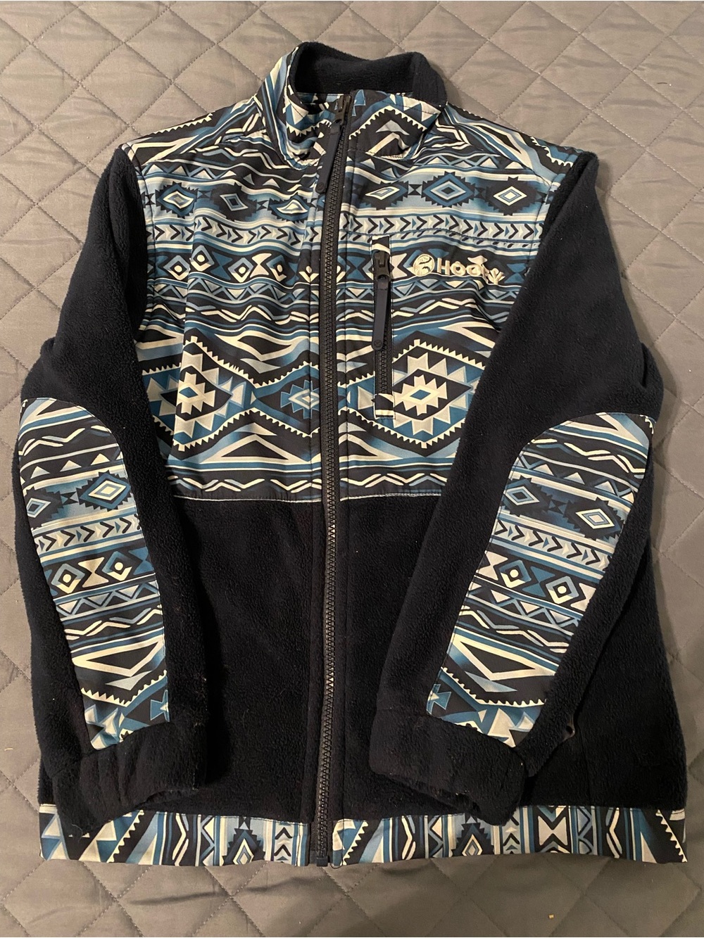 Hooey Black and Blue Aztec Fleece Puffer Jacket